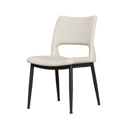 Set of 2 Modern White PU Leather Dining Chairs, Stable Metal Frame Multi-Space Armless Side Chairs