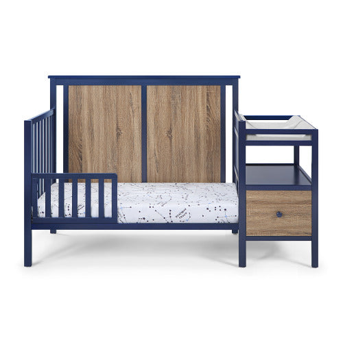 4-in-1 Crib and Changer Combo Midnight Blue/Vintage Walnut