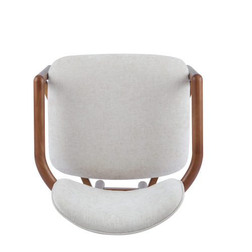 Set of 2 Beige King Louis Rubberwood Arm Dining Chairs, 300 LBS Weight Capacity