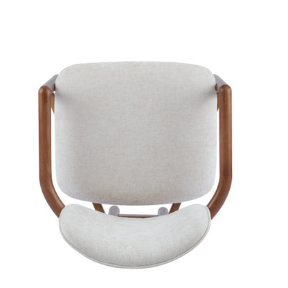 Set of 2 Beige King Louis Rubberwood Arm Dining Chairs, 300 LBS Weight Capacity