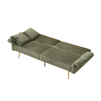 79 inch  Foldable Corduroy Sofa Bed with Adjustable Folding Armrests