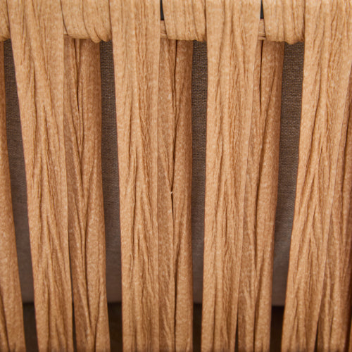 [Set of 2] 36" Beige and Light Wood-Tone Rope Iron Lounge Chair with Cushions, Perfect for Natural and Modern Spaces