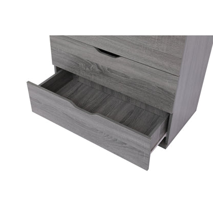 Gray 5-Drawer Dresser with Wheels – Modern Storage Cabinet