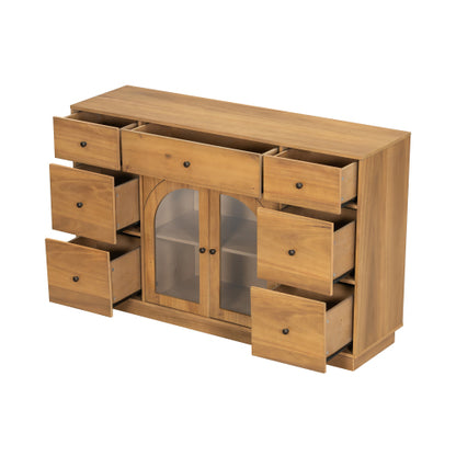 Natural Storage Cabinet with 7 Drawers and 2 Doors