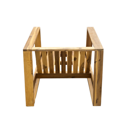 STYLE Acacia Wood Outdoor Lounge Set - Chair and Ottoman with Removable Cushions