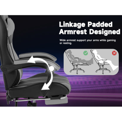 Gaming chair, Computer chair Ergonomic chair with footrest Office chair Ergonomic computer chair with lumbar backrest Blackgray