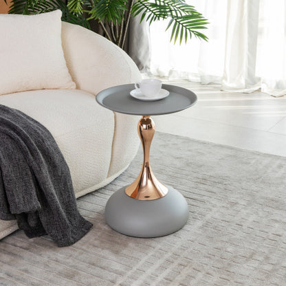 Mermaid Tail Base Round Side Table, Metal Pedestal