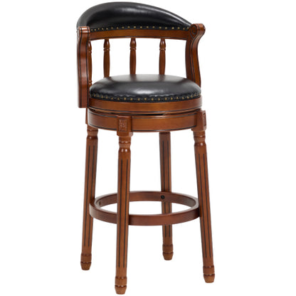 Cow top Leather Wooden Bar Stools, 360 Degree Swivel Bar Chair with Backs,Bar height Couner Height Barstools  for Home Kitchen Dining Room and Bar Room(black 1pc)