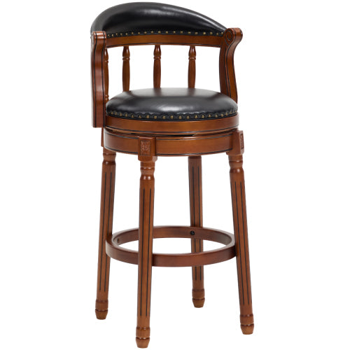 Cow top Leather Wooden Bar Stools, 360 Degree Swivel Bar Chair with Backs,Bar height Couner Height Barstools  for Home Kitchen Dining Room and Bar Room(black 1pc)