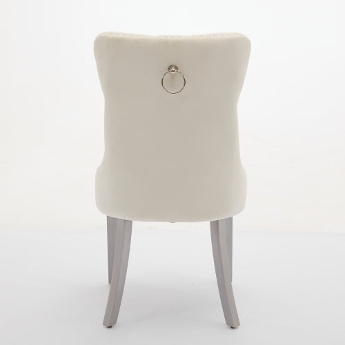Set of 2 Wheat Polyester Fabric Armless Dining Chairs, Dark Walnut Wood Frame Iron Tapered Legs