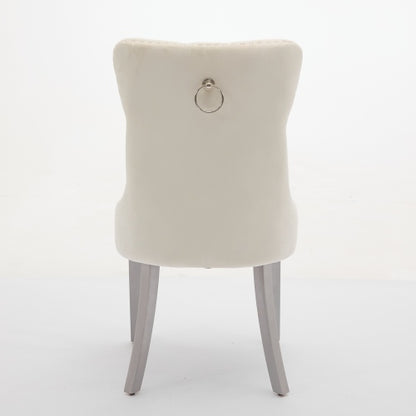 Set of 2 Wheat Polyester Fabric Armless Dining Chairs, Dark Walnut Wood Frame Iron Tapered Legs