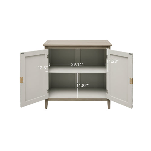 American Style 2-Door Wooden Storage Cabinet Relief Pattern Cabinet With Adjustable Layer Anti-Dumping Design