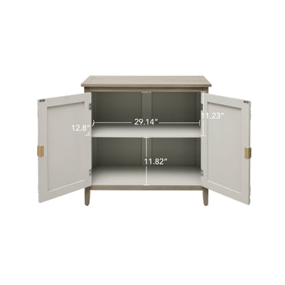 American Style 2-Door Wooden Storage Cabinet Relief Pattern Cabinet With Adjustable Layer Anti-Dumping Design