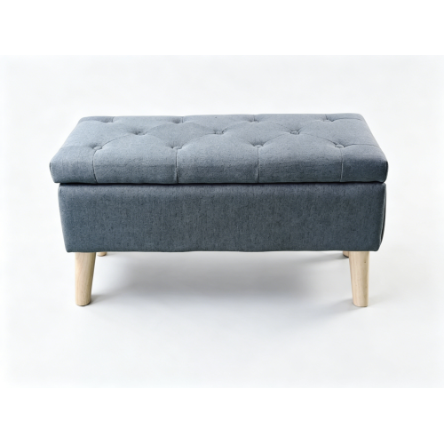 32 inch Corduroy Storage Ottoman Bench with Built-In Tray