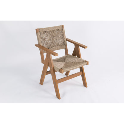 Lounge chair teak color, suitable for all seasons: Outdoor lounge chair, made of sturdy HIPS material, equipped with 304 stainless steel accessories.
