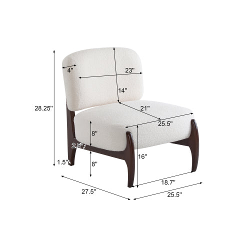 25.5inch Modern Boucle Lounge Chair with Solid Wood Frame, Soft and Durable Boucle Upholstery, Perfect for Living Room