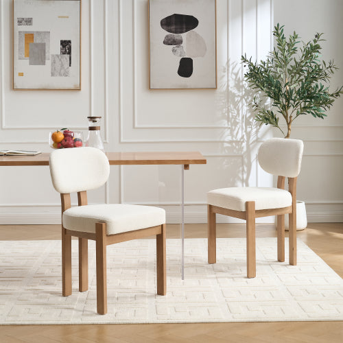 Wooden Dining Chairs Set of 2, Modern Fabric Upholstered Dining Room Chairs, Farmhouse Kitchen Chairs