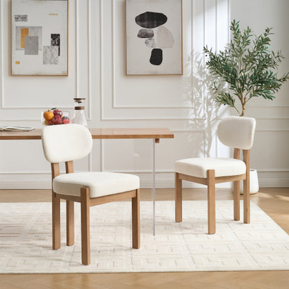 Wooden Dining Chairs Set of 2, Modern Fabric Upholstered Dining Room Chairs, Farmhouse Kitchen Chairs