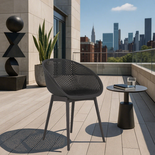 Holiday - 2-Pack Modern Lounge Chairs – Indoor/Outdoor All-Weather PP Plastic, Lightweight for Patio, Beach, Living Room (Warm Grey)