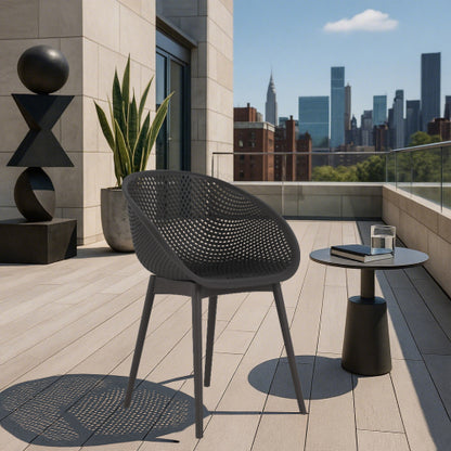 Holiday - 2-Pack Modern Lounge Chairs – Indoor/Outdoor All-Weather PP Plastic, Lightweight for Patio, Beach, Living Room (Warm Grey)