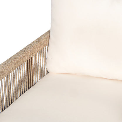 Modern Outdoor Woven Lounge Chair with Solid Wood Frame and Comfortable Polyester Cushions, Perfect for Patio, Garden, or Balcony