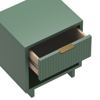 Sage Green Nightstand, 1 Drawer & Shelf, Fluted Front, 18.1inchL¡Á19.7inchH¡Á15.2inchD