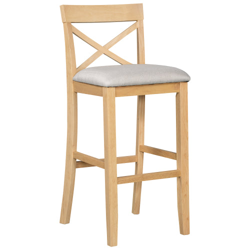 Farmhouse 48inch Rectangular Wood Bar Height Dining Set Kitchen Breakfast Nook with 2 Chairs for Small Places,Natural+Beige