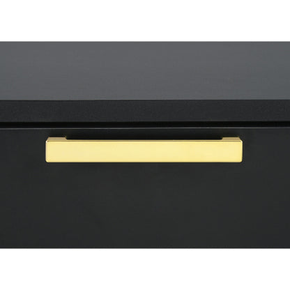 Black and Gold 2 Drawer Nightstand, Modern Bedside Table with Gold Metal Legs, Storage Cabinet for Bedroom