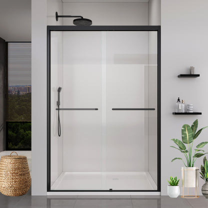44-48*72 INCH Frame Double Sliding soft-close Shower Doors, Bathroom Sliding Shower Door, (6mm) Thick SGCC Tempered Glass Door For Bathroom Door ,Matte Black