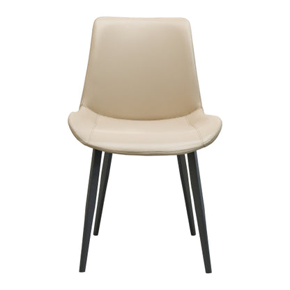 4-Pack Beige PU Dining Chairs, Metal Legs