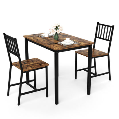 3-Piece Brown & Black Dining Set, Table & 2 Chairs