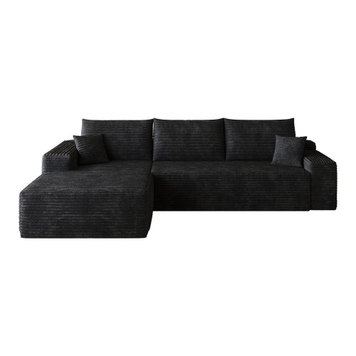 107 inch  Black L-Shape Chaise Cloud Modular Sectional Sofa, No Assembly