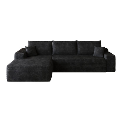 107 inch  Black L-Shape Chaise Cloud Modular Sectional Sofa, No Assembly