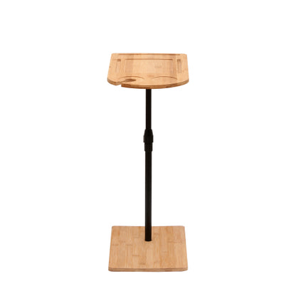 Height Adjustable C-Shaped Bamboo Side Table