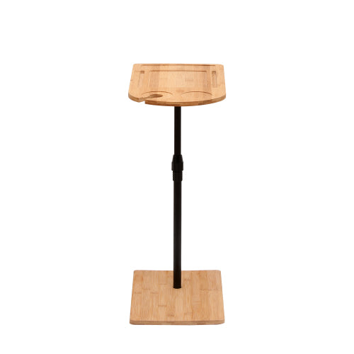 Height Adjustable C-Shaped Bamboo Side Table