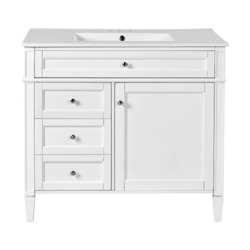 36'' Bathroom Vanity with Medicine Cabinet, Modern Bathroom Storage Cabinet with 2 Soft Closing Doors and 4 Drawers, Single Sink Bathroom Vanity