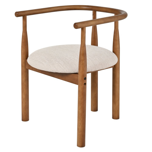 Set of 2 Mid Century Modern Dining Chairs with Rubber Wood Legs, Upholstered Walnut Kitchen Chairs