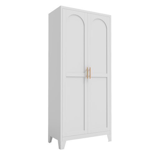 Tall Metal Storage Cabinet with Adjustable Shelves for Kitchen Bedroom Office White