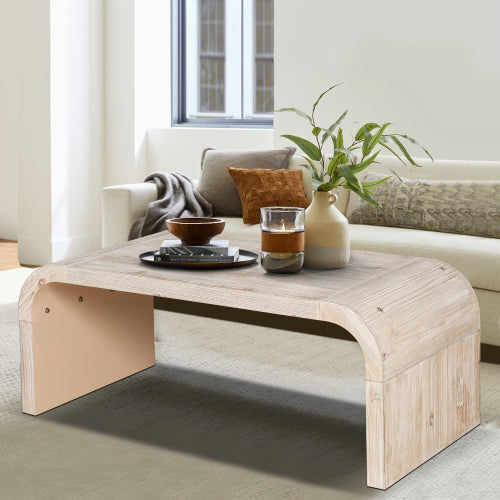 48 Inch Curved Farmhouse Vintage Coffee Table