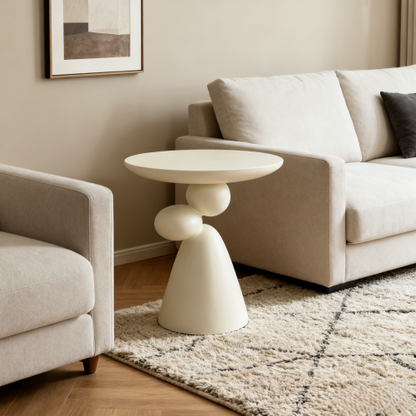 Lucky Stone Fiberglass Side Table, Wabi-Sabi Decorative Corner Coffee Table