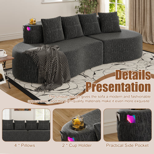 Modern Curved Sectional 3 Seat Minimalist Elegant Half Moon Sofa Compressed Modular Sectional Sofa for Living Room, Office, Apartment