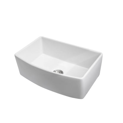 White Farmhouse Sink - 33 x 19 x 10 inch White Kitchen Sink Porcelain Ceramic Arch Edge Apron Front Single Bowl Farm Kitchen Sinks