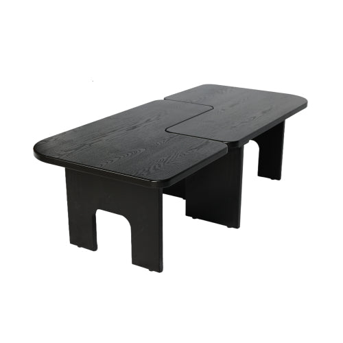 Modern Black Wooden Nesting Coffee Table, 70.86inch  Extendable Splicing Center Table
