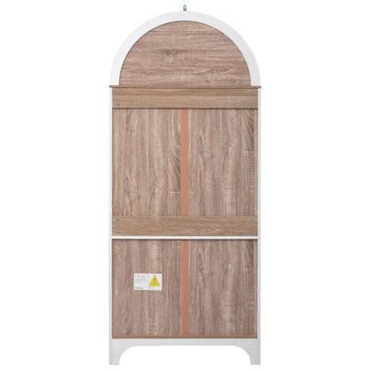 71inch  Arched Kitchen Pantry Cabinet with Glass Doors White
