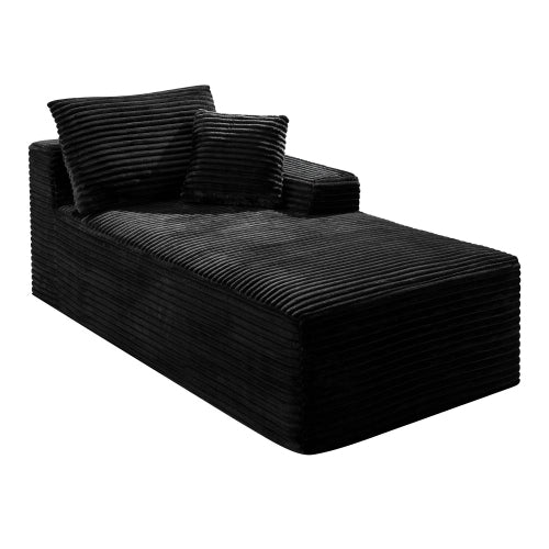 Black Corduroy Leg-Free Floor-Hugging Armless Modular Accent Chair for Living-Room Bedroom
