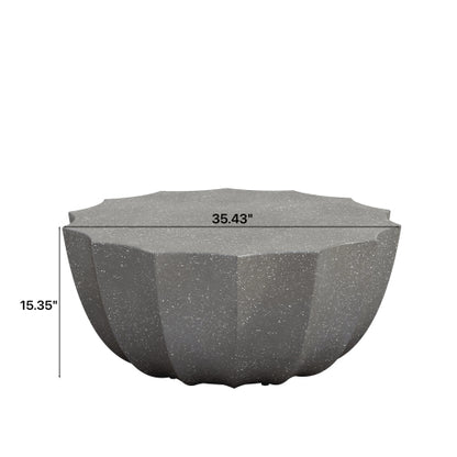 35.43" Modern Outdoor and Indoor Waterproof Coffee Table, Durable MgO Cement Design, Suitable for Terraces, Gardens, Backyards and Living Rooms ( Grey)