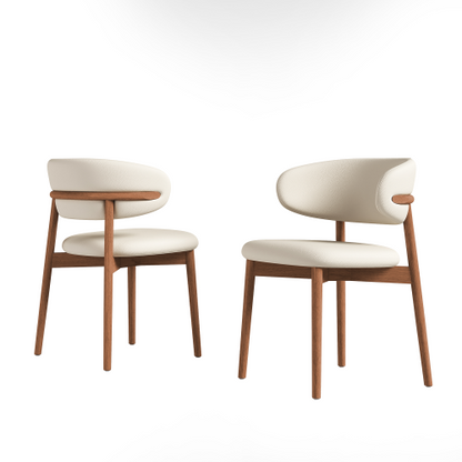 Set of 2 Mid-Century Solid Oak Dining Chairs, Minimalist Wooden Side Chairs Easy Assembly