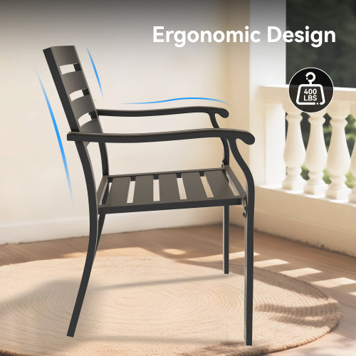 5 Pieces Outdoor Patio Dining Set, 4 Stackable Metal Dining Chairs and 40.6" Round Metal Dining Table, Outdoor Table and Chairs for Lawn Garden Backyard Deck