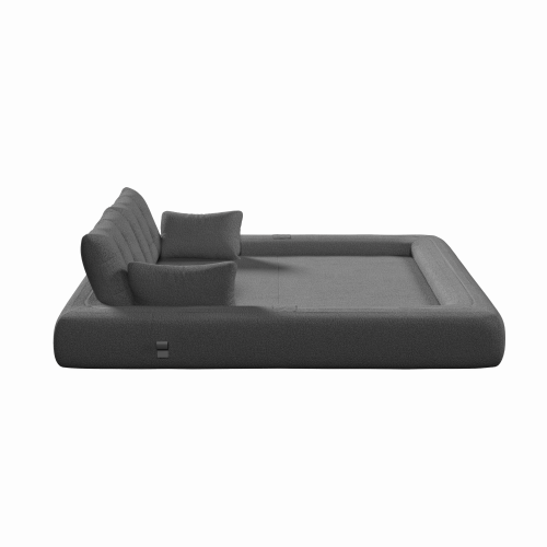 Grey 78.7 inch  Sherpa Fleece 3-in-1 Foldable Convertible Floor Sofa Bed