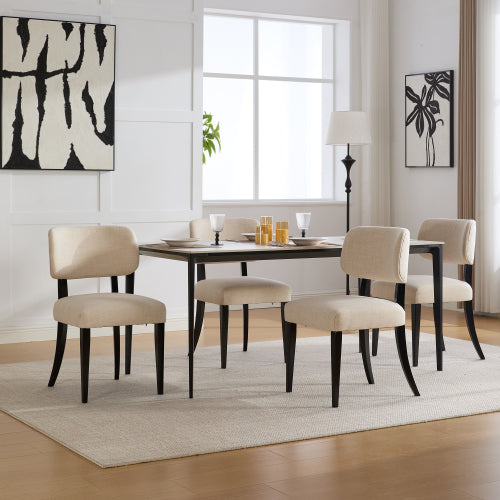 Wooden Dining Chairs Set of 2, Modern Fabric Upholstered Dining Room Chair Kitchen Chairs, Farmhouse Dinner Chair for Kitchen Dining Room
